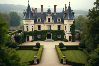 Château Renaissance en Val de Loire entouré de jardins à la française, cadre idéal pour un mariage et une lune de miel