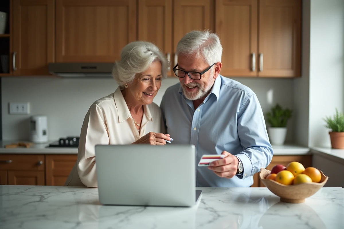 Parents du marié finançant la lune de miel sur un site de voyage en ligne